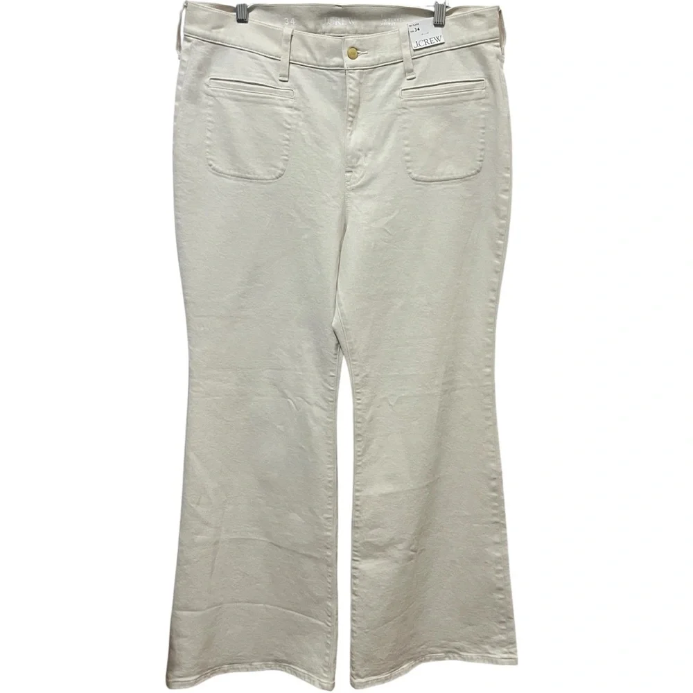 J.Crew Vintage ‘96 Flare Jeans Ecru Coastal Beachy Nautical NWT Plus Size 34